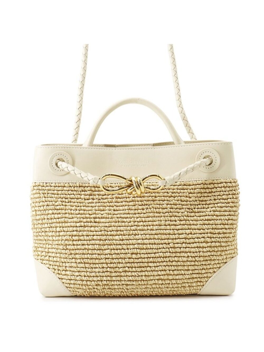 Bottega Veneta Handbag Andyamo Small Raffia Lambskin 3way White